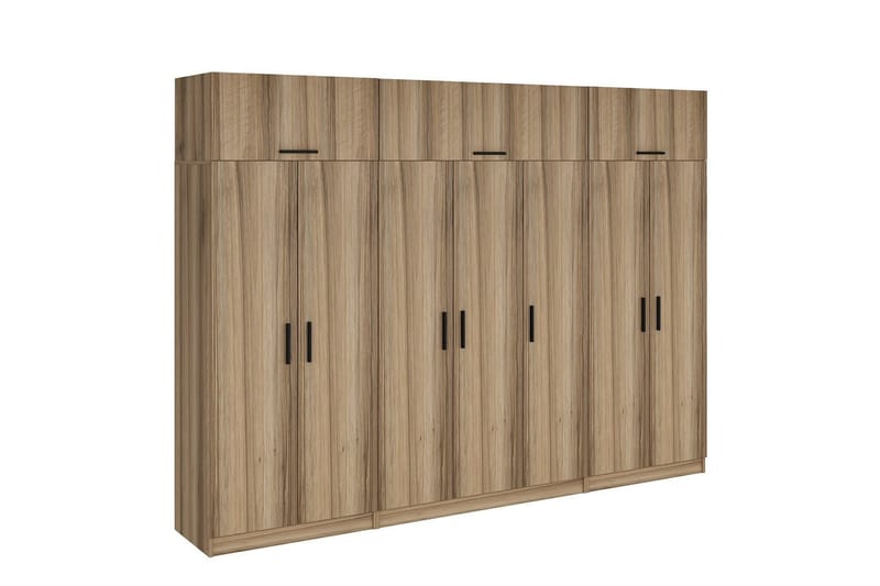 Minar Garderob 315x235 cm - Valnöt - Förvaring - Sko- & klädförvaring - Garderober & garderobssystem