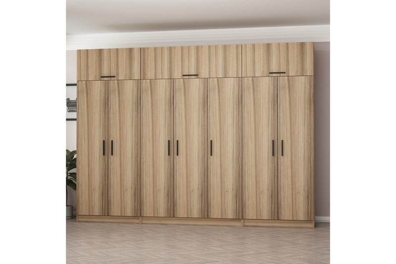 Minar Garderob 315x235 cm - Valnöt - Förvaring - Sko- & klädförvaring - Garderober & garderobssystem