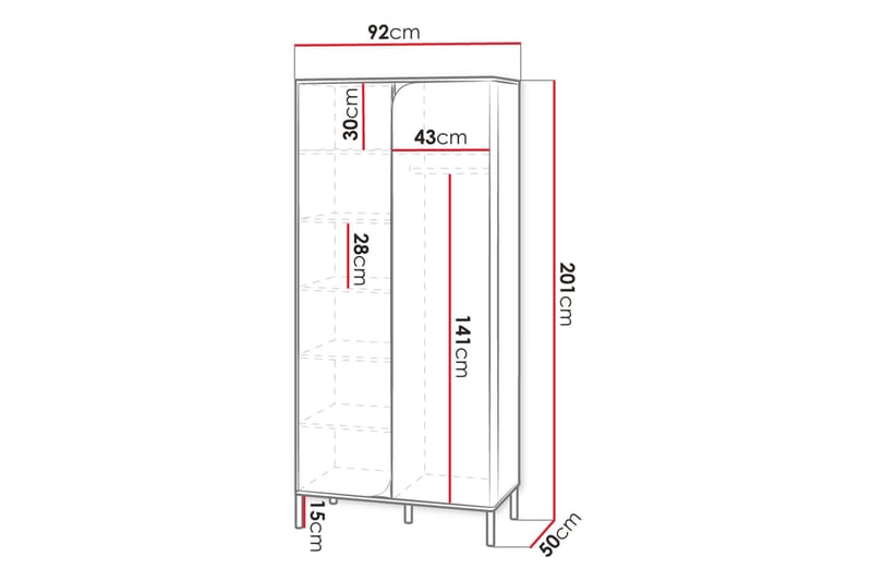 Monfort Garderob 92x201 cm - Beige - Förvaring - Sko- & klädförvaring - Garderober & garderobssystem