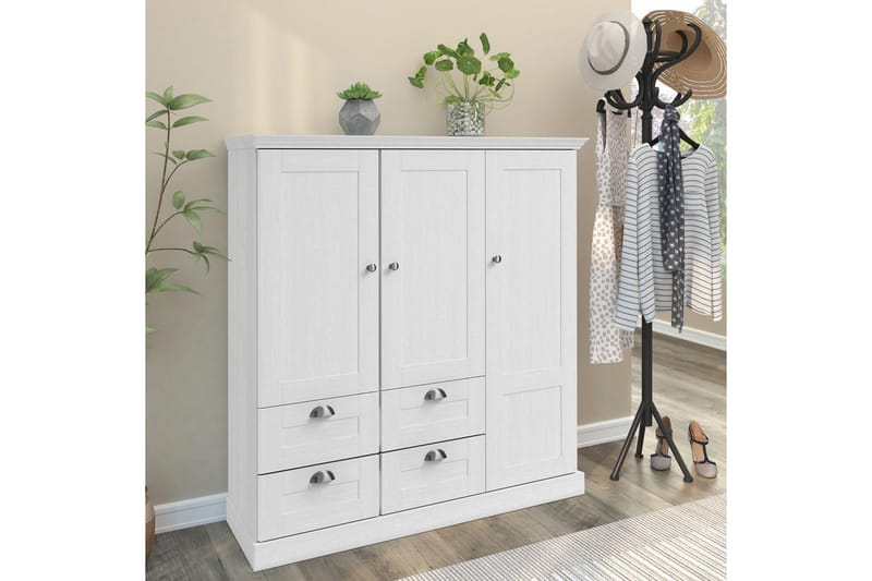 Motala Garderob 122x130 cm - Vit - Förvaring - Sko- & klädförvaring - Garderober & garderobssystem