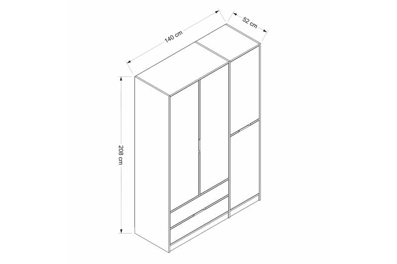 Munna Garderob 140x208 cm - Vit - Förvaring - Sko- & klädförvaring - Garderober & garderobssystem
