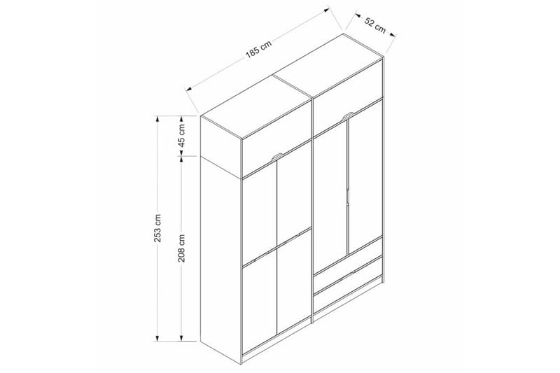 Munna Garderob 185x253 cm - Antracit - Förvaring - Sko- & klädförvaring - Garderober & garderobssystem