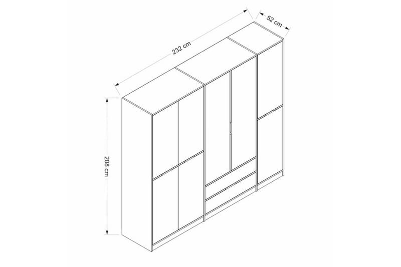 Munna Garderob 232x208 cm - Antracit - Förvaring - Sko- & klädförvaring - Garderober & garderobssystem