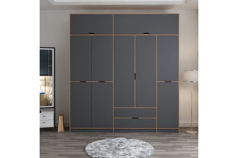 Munna Garderob 232x253 cm - Antracit - Förvaring - Sko- & klädförvaring - Garderober & garderobssystem