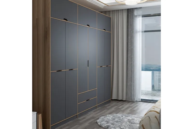 Munna Garderob 277x253 cm - Antracit - Förvaring - Sko- & klädförvaring - Garderober & garderobssystem