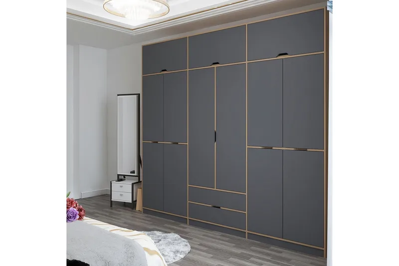 Munna Garderob 277x253 cm - Antracit - Förvaring - Sko- & klädförvaring - Garderober & garderobssystem