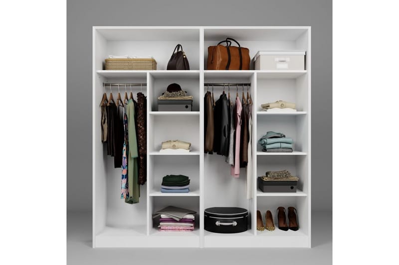 Nagouri Garderob 188x190 cm - Vit - Förvaring - Sko- & klädförvaring - Garderober & garderobssystem