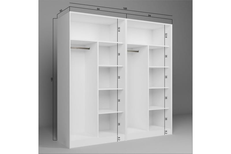 Nagouri Garderob 188x190 cm - Vit - Förvaring - Sko- & klädförvaring - Garderober & garderobssystem