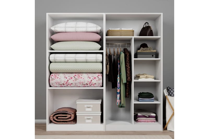 Nagouri Garderob 188x190 cm - Vit - Förvaring - Sko- & klädförvaring - Garderober & garderobssystem