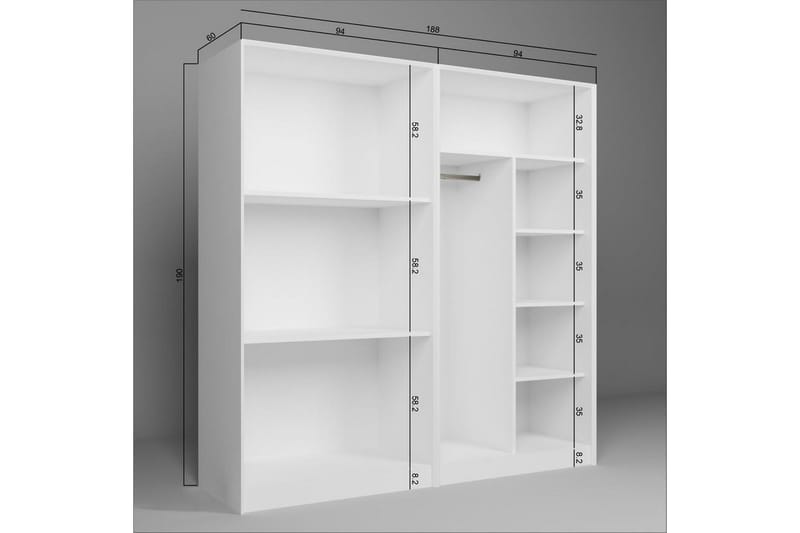 Nagouri Garderob 188x190 cm - Vit - Förvaring - Sko- & klädförvaring - Garderober & garderobssystem
