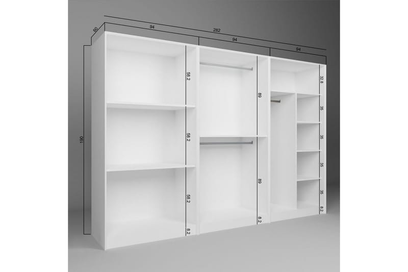 Nagouri Garderob 280x190 cm - Vit - Förvaring - Sko- & klädförvaring - Garderober & garderobssystem