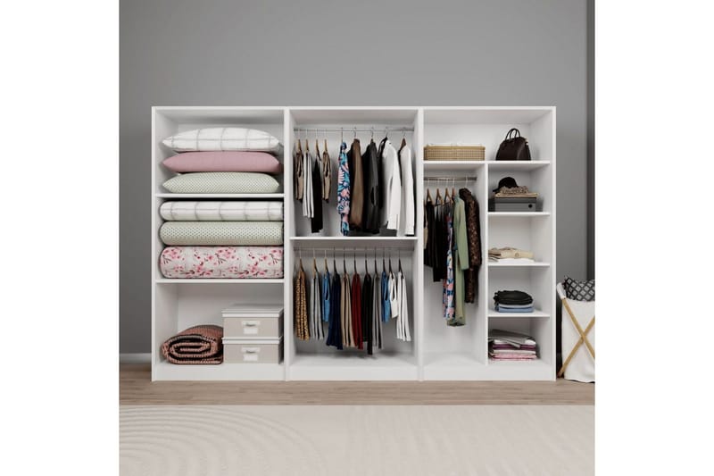 Nagouri Garderob 280x190 cm - Vit - Förvaring - Sko- & klädförvaring - Garderober & garderobssystem