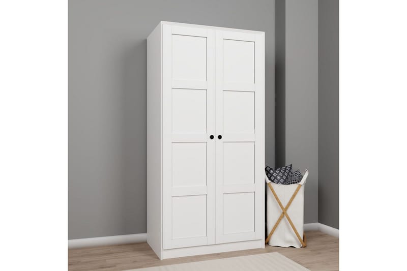 Nagouri Garderob 94x190 cm - Vit - Förvaring - Sko- & klädförvaring - Garderober & garderobssystem