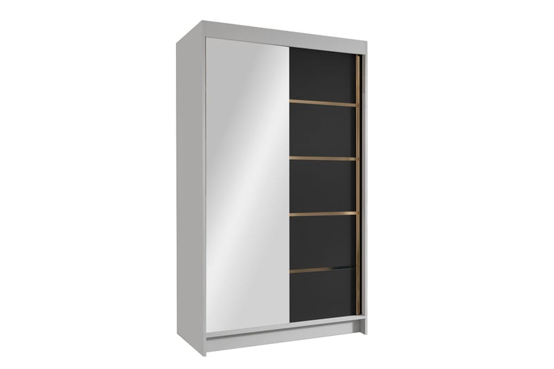 Narbonne Garderob med Spegel 100x200 cm - Svart/Vit - Förvaring - Sko- & klädförvaring - Garderober & garderobssystem