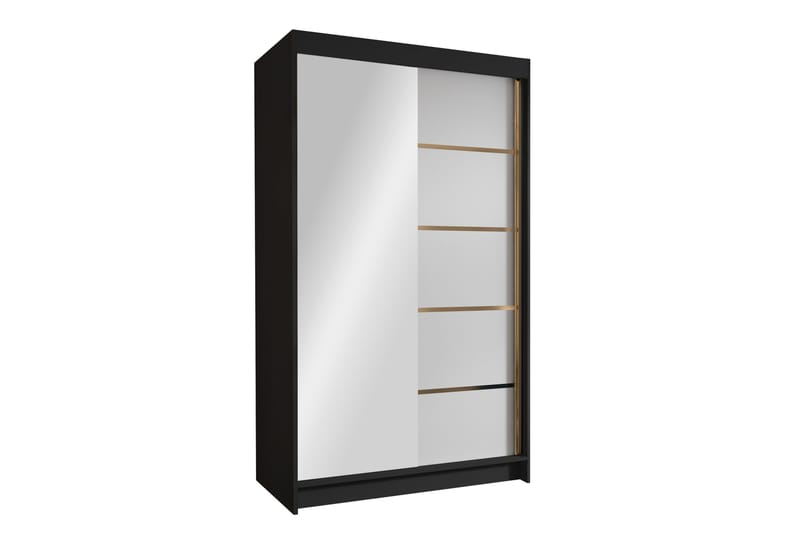 Narbonne Garderob med Spegel 100x200 cm - Vit/Svart - Förvaring - Sko- & klädförvaring - Garderober & garderobssystem