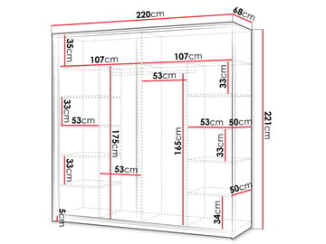 Navron Garderob med Spegel 220x221 cm - Beige - Förvaring - Sko- & klädförvaring - Garderober & garderobssystem