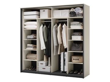 Navron Garderob med Spegel 220x221 cm - Beige - Förvaring - Sko- & klädförvaring - Garderober & garderobssystem