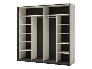 Navron Garderob med Spegel 220x221 cm - Beige - Förvaring - Sko- & klädförvaring - Garderober & garderobssystem