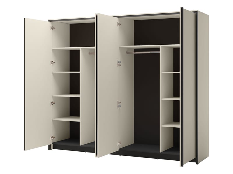 Navron Garderob med Spegel 251x215 cm - Beige - Förvaring - Sko- & klädförvaring - Garderober & garderobssystem