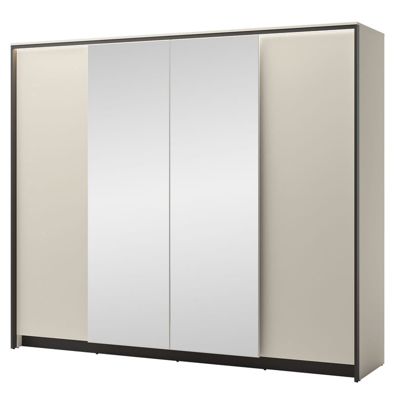 Navron Garderob med Spegel 251x215 cm, Beige