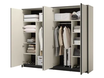Navron Garderob med Spegel 251x215 cm - Beige - Förvaring - Sko- & klädförvaring - Garderober & garderobssystem