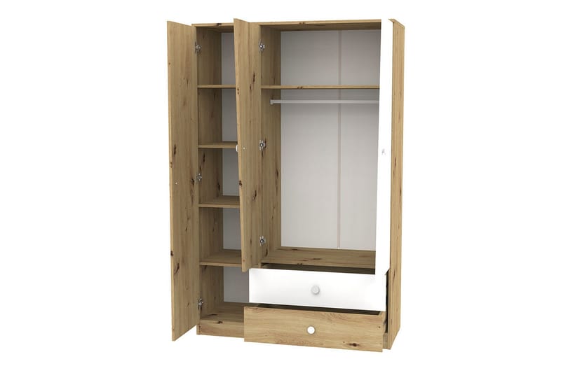 Nero Garderob 120 cm - Natur/Vit/Grå - Förvaring - Sko- & klädförvaring - Garderober & garderobssystem