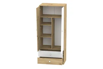 Nero Garderob 80 cm - Natur/Vit/Grå - Förvaring - Sko- & klädförvaring - Garderober & garderobssystem