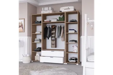 Nordhs Garderob 140x182 cm - Ljusbrun/Vit - Förvaring - Sko- & klädförvaring - Garderober & garderobssystem