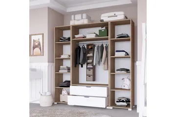 Nordhs Garderob 140x182 cm - Ljusbrun/Vit - Förvaring - Sko- & klädförvaring - Garderober & garderobssystem