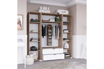 Nordhs Garderob 140x182 cm - Ljusbrun/Vit - Förvaring - Sko- & klädförvaring - Garderober & garderobssystem