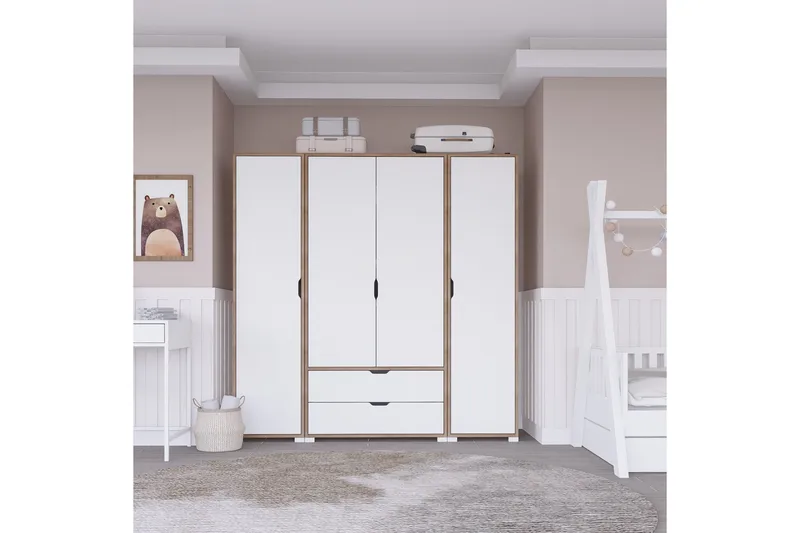 Nordhs Garderob 140x182 cm - Ljusbrun/Vit - Förvaring - Sko- & klädförvaring - Garderober & garderobssystem