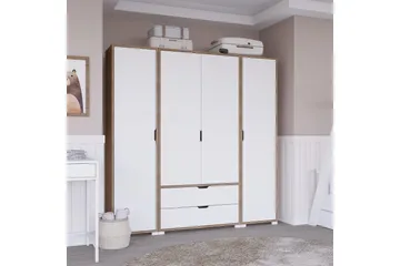 Nordhs Garderob 140x182 cm - Ljusbrun/Vit - Förvaring - Sko- & klädförvaring - Garderober & garderobssystem