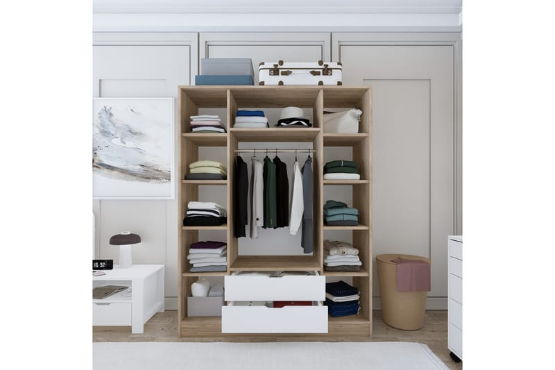 Nordhs Garderob 170x183 cm - Ljusbrun/Vit - Förvaring - Sko- & klädförvaring - Garderober & garderobssystem