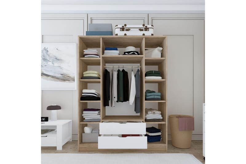 Nordhs Garderob 170x183 cm - Ljusbrun/Vit - Förvaring - Sko- & klädförvaring - Garderober & garderobssystem