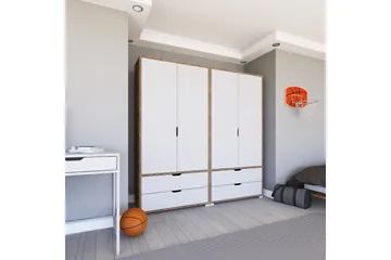 Nordhs Garderob 180x183 cm - Ljusbrun/Vit - Förvaring - Sko- & klädförvaring - Garderober & garderobssystem