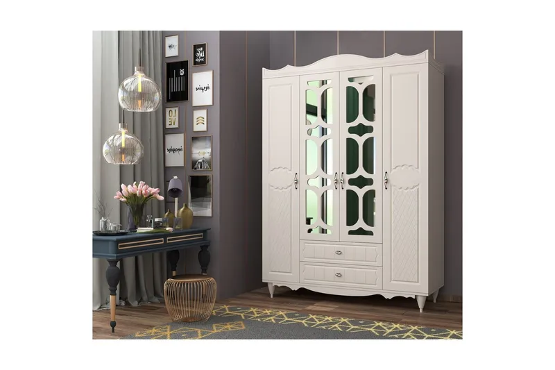 Noric Garderob 140x190 cm - Matt Vit - Förvaring - Sko- & klädförvaring - Garderober & garderobssystem