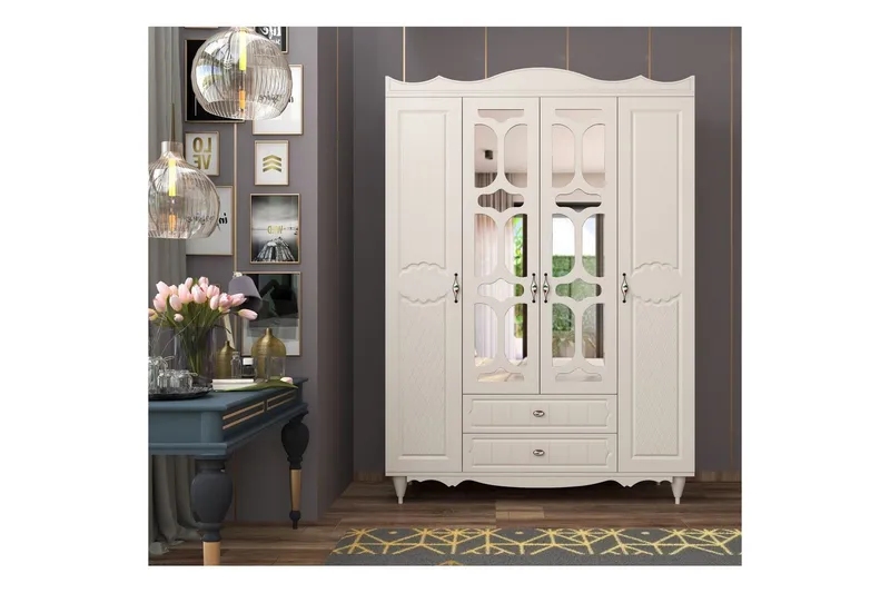 Noric Garderob 140x190 cm - Matt Vit - Förvaring - Sko- & klädförvaring - Garderober & garderobssystem