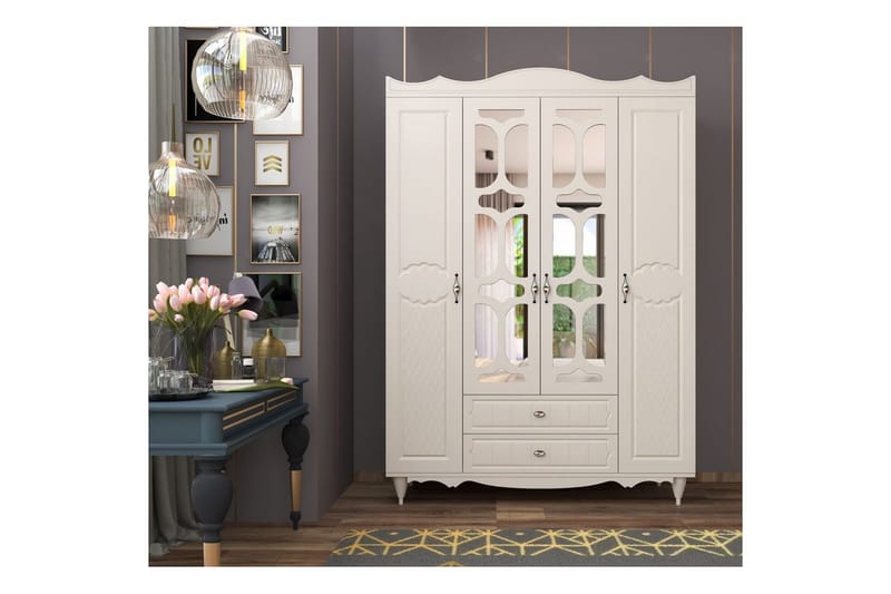 Noric Garderob 140x190 cm - Matt Vit - Förvaring - Sko- & klädförvaring - Garderober & garderobssystem