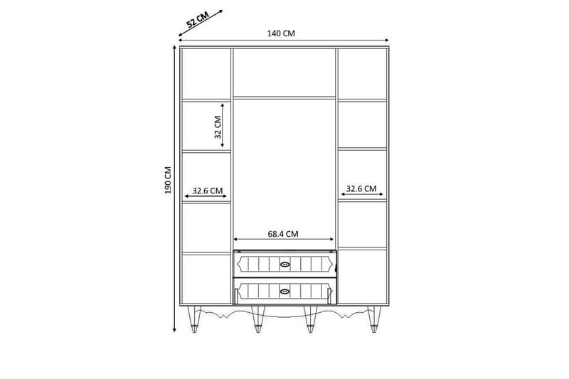Noric Garderob 140x190 cm - Matt Vit - Förvaring - Sko- & klädförvaring - Garderober & garderobssystem