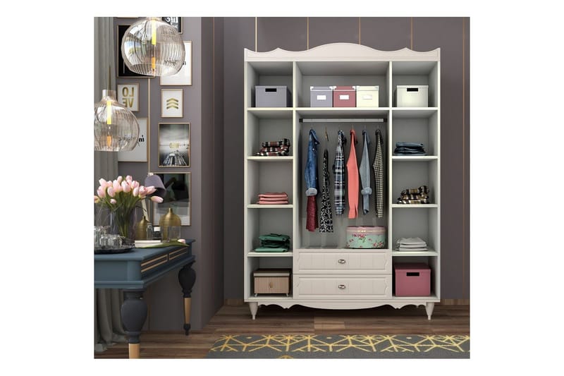 Noric Garderob 140x190 cm - Matt Vit - Förvaring - Sko- & klädförvaring - Garderober & garderobssystem