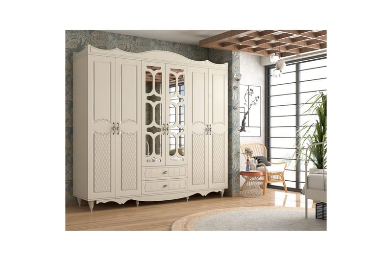 Noric Garderob 210x190 cm, Matt Vit