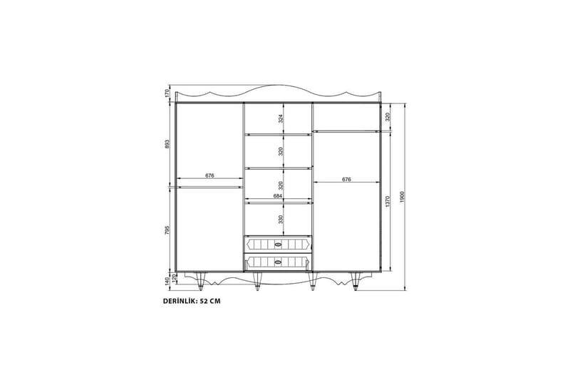 Noric Garderob 210x190 cm - Matt Vit - Förvaring - Sko- & klädförvaring - Garderober & garderobssystem