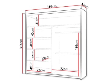 Norrebon Garderob med spegel 160x215 cm - svart - Förvaring - Sko- & klädförvaring - Garderober & garderobssystem