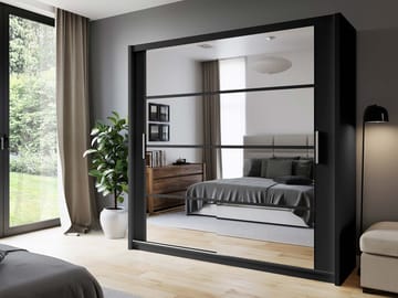 Norrebon Garderob med spegel 203x215 cm - svart - Förvaring - Sko- & klädförvaring - Garderober & garderobssystem
