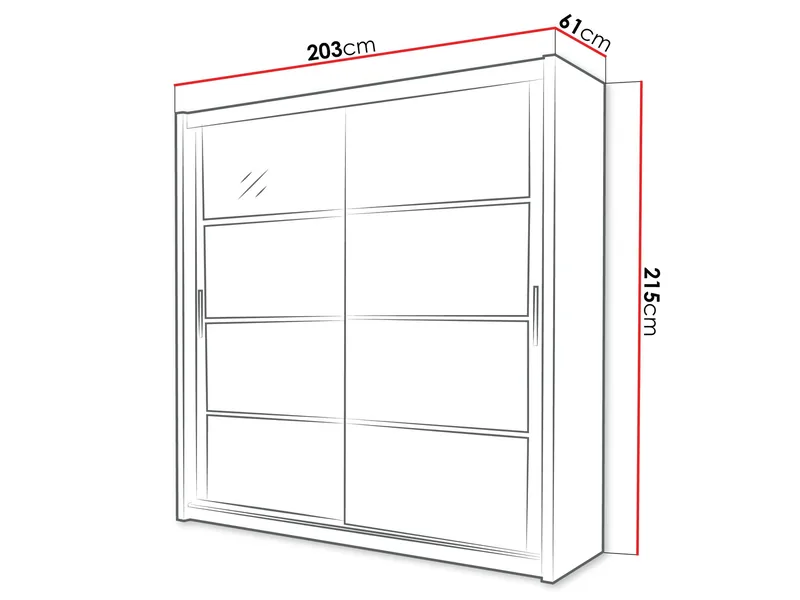 Norrebon Garderob med spegel 203x215 cm - svart - Förvaring - Sko- & klädförvaring - Garderober & garderobssystem