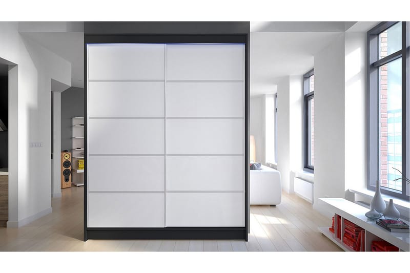 NORTHALLERTON Garderob + LED - Svart/Vit/RGB LED - Garderober & garderobssystem