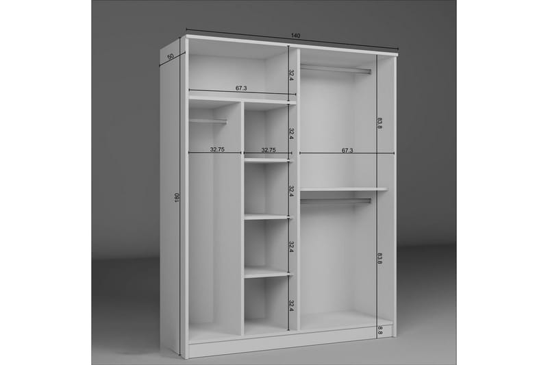 Olera Garderob 140x180 cm - Vit - Förvaring - Skåp - Garderobsskåp