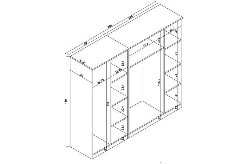 Olera Garderob 200x180 cm - Natur - Förvaring - Sko- & klädförvaring - Garderober & garderobssystem