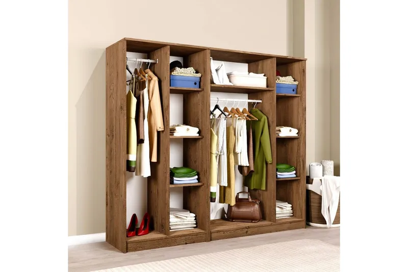 Olera Garderob 200x180 cm - Natur - Förvaring - Sko- & klädförvaring - Garderober & garderobssystem