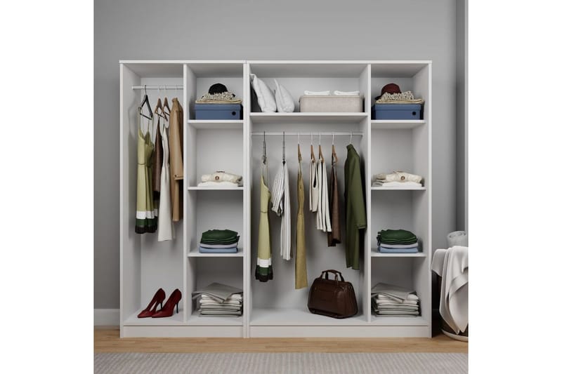 Olera Garderob 200x180 cm - Vit - Förvaring - Sko- & klädförvaring - Garderober & garderobssystem